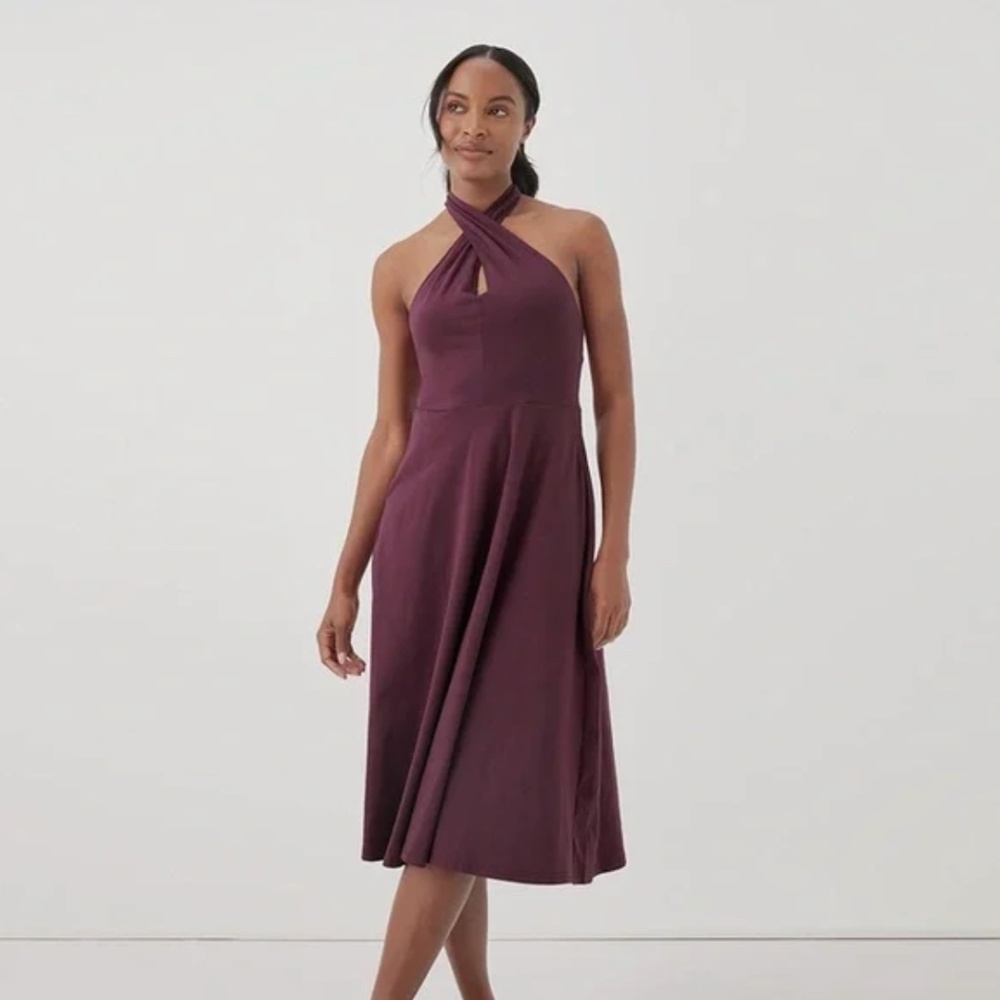 Pact Organic Fit and Flare Modern Halter Dress